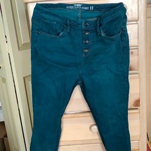 turquoise jeans